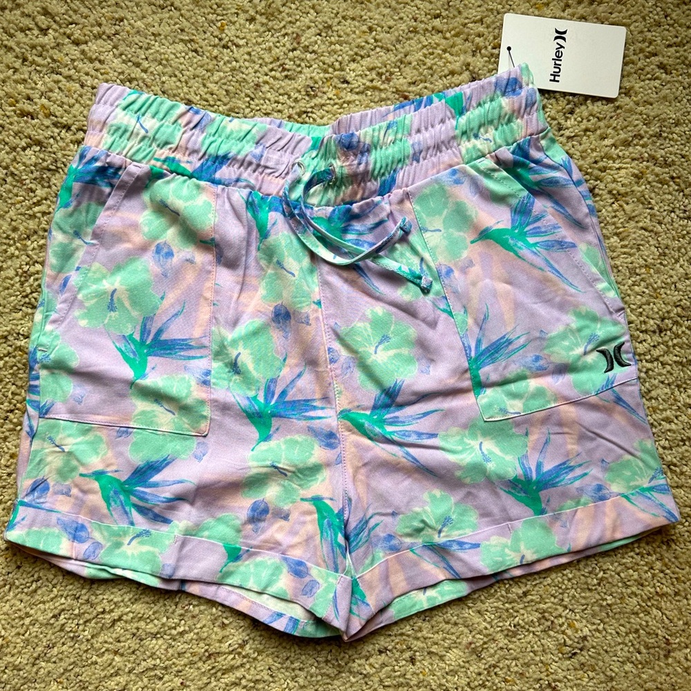 NEW Girls Shorts Tropical Floral - Size Large (12-13 Years)